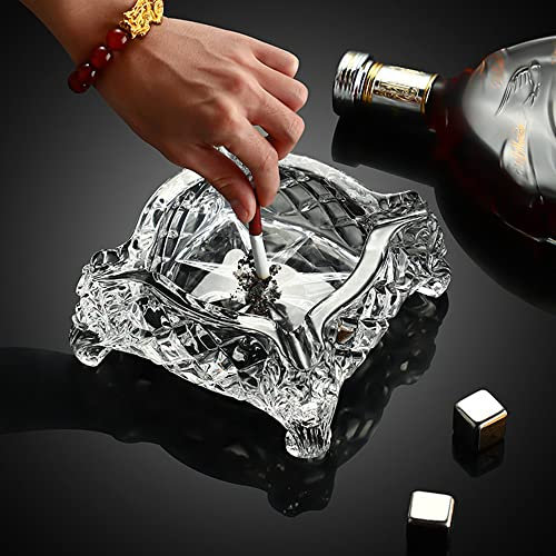 Paysky Aschenbecher, großer Glasaschenbecher für Zigarre, Spuare Aschenbecher, 12,7 x 12,7 cm