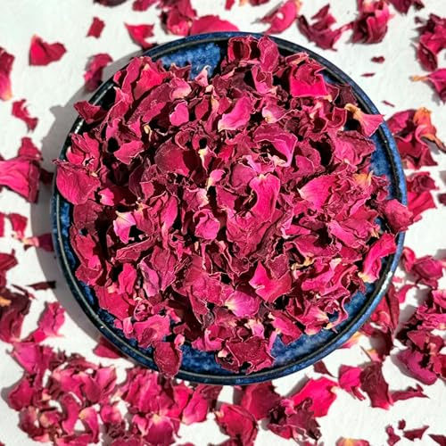Edible Flower Petals - Natural Dried Red Rose - 100g - Certified Food Grade (259)