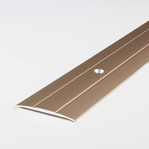 PROVISTON Übergangsprofil | 1.8 x 38 x 1000 mm | Übergangsschiene Übergangsleiste Bodenprofil Abdeckleiste Aluminium eloxiert Bronze Hell Gebohrt
