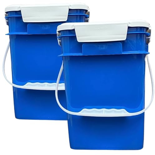House Naturals 4 Gallon Square Plastic Bucket, Food Grade BPA Free containers, Made in USA, (Pack of 2)