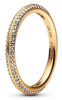 PANDORA ME Pavé Ring Größe 56 aus 14 Karat vergoldetem Sterling-Silber mit Cubic Zirkonia, Ausschließlich Kompatibel ME, 169679C01-56