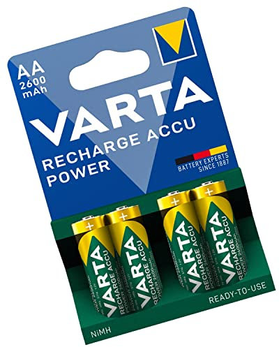 Batterie ricaricabili Varta HR6 - Confezione da 4 batterie ricaricabili AA 2600 mAh