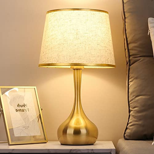 Chao Zan Tischlampe, Tischleuchte Stoffschirm, Nachttischlampe, Stoffschirmlampe, 1x E27 max. 40W, ohne Leuchtmittel, Schlafzimmerlampe,H x D: 42 x 25 cm (A)