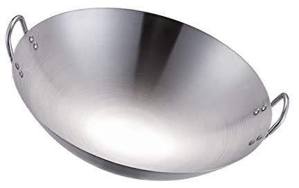 DOITOOL 1 Stück Edelstahl-Wok-Pfanne Mit Deckel Tiefe Bratpfanne Mit Antihaftbeschichtung Deckel Schmorpfanne Mit Antihaft-Pfanne Küchen-Wok Antihaft-Doppelgriff-