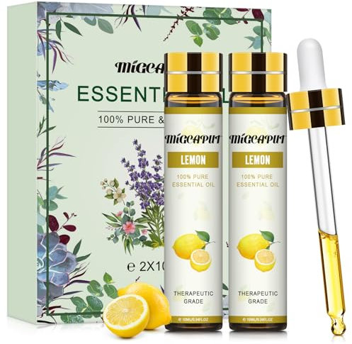 Migcaput Zitronenöl (2 x 10ml)- 100% Reine Ätherisches Öl Zitrone für Diffuser Duftöle für Luftbefeuchter, Entspannung, Kerzenherstellung mit Zitrone 100% naturrein