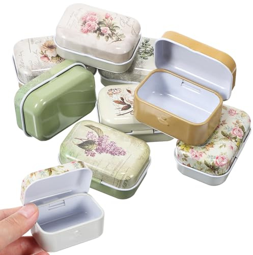 Alipis Vintage Blechdosen Set 8 Stück 6X4X1 Zoll Metallbox Mit Deckel Schmuckkästchen Kleine Aufbewahrungsbox Für Zuhause Und Büro Retro Schmuck Organizer
