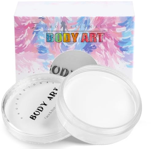 FLYISH DIRECT Weißes Make-up, Kinderschminke (90 g/3 oz), Halloween-Make-up für Gesicht, Karneval, Kinder, professionelle Gesichtsfarbe auf Basis von Ea, für empfindliche Haut, weiß