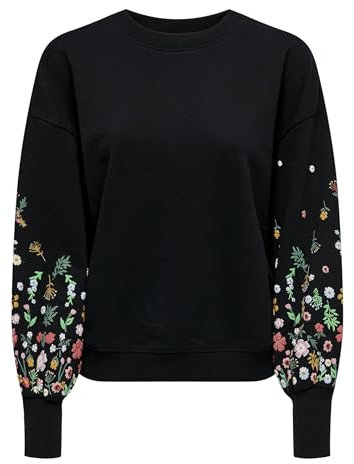 Onlbrooke L/S O-hals blomma SWT, Svart/tryck: ärmlös blomma, L