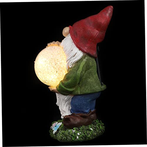 SUPVOX Décoration Lumineuse Solaire de Jardin avec GNOME en Résine Vert, Lampe Extérieure Lumineuse pour Pelouse et Terrasse