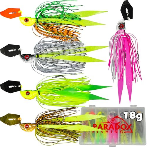 Paradox Fishing Chatterbait Hecht 5 Stück 18g – Spinnerbait Hecht Jig Spinner Hecht köder - Hechtköder