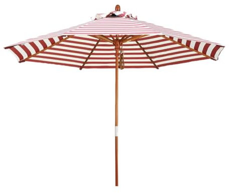 KXWOQ3ED Terrasseschirm Gartenschirm, 270cm Holz Strandschirm, UV-Schutz, Polyester-Gewebe Marktschirm mit 8 Rippen, Outdoor-Sonnenschirm für Hinterhof Pool Deck