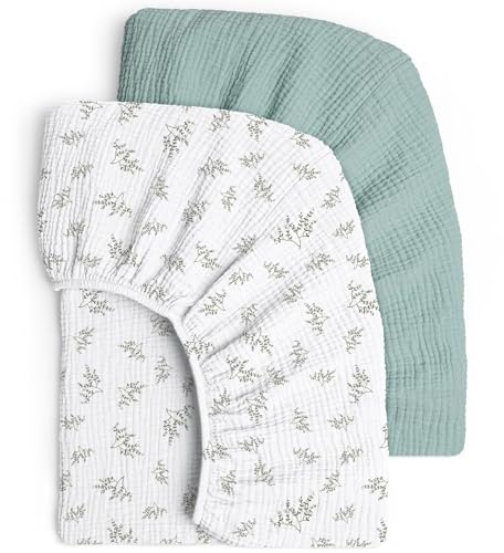 lulumoon Spannbettlaken 70x140 Musselin für Kinderbett: 100% Baumwolle | OEKO-TEX zertifiziert - hautfreundlich und atmungsaktiv - Rundum-Gummizug für sicheren Sitz - faltenfrei und verrutscht nicht