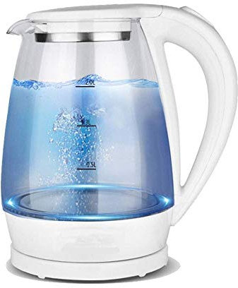 Bollitori Bollitore elettrico in vetro da 2 litri, bollitore per acqua ecologica da 1500 W con riscaldamento a LED illuminato (Colore : Nero) Presente Safehappy
