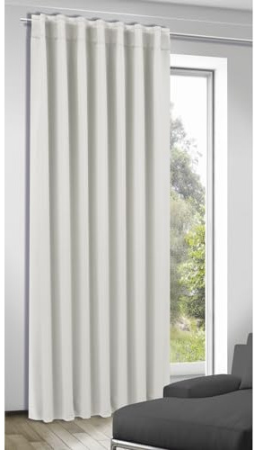 KAMACA Vorhang Verdunklungsgardine mit versteckten Schlaufen und Gardinenband Thermogardine Verdunklungsvorhang Schlafzimmer Wohnzimmer HxB 245x140 cm (Offwhite - HxB 245x140 cm)