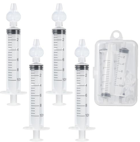 Blendura 4 pcs Siringa per Lavaggi Nasali Bambini 10 ml, con Punta Morbida per Siringhe Lavaggio Nasale Neonato, Siringa Nasale per la Pulizia Nasale di Neonati e Bambini