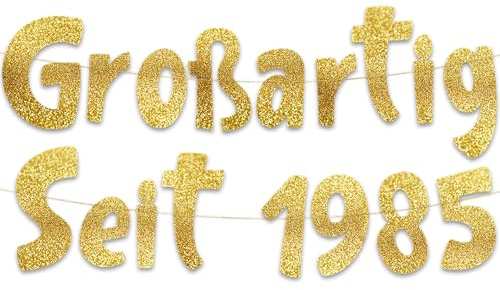 41. Geburtstag Girlande Großartig Seit 1985 Gold Glitzer – Geburtstagsdeko, Deko & Geschenke zum 41. – Party Zubehör für Sie & Ihn