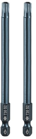QUARKZMAN 2pz Punte Cacciavite Torx T30 1/4 Esagonale 4 Lunghezza Acciaio S2 Magnetica 6 Punti Punte Cacciavite Industriale di Sicurezza a Stella con Foro Testa Torx