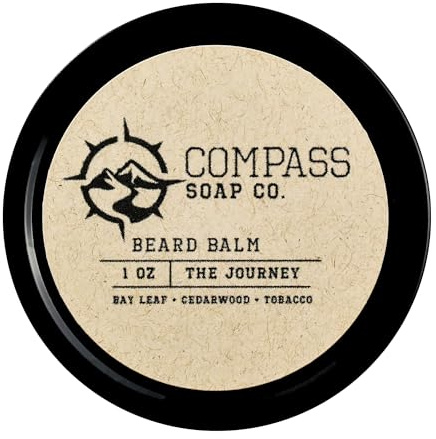 Compass Soap - They Journey | Beard Balm for Men | Best Beard Softener for Men with Nourishing Oils, for Healthier & Fuller Facial Hair Growth, 1 oz.