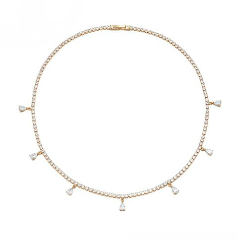 Generico Collana Elegante Donna con Pendente a Goccia – Zircone 3A+, Oro 18K Placcato, Lunghezza 44cm, Confezione Regalo Inclusa