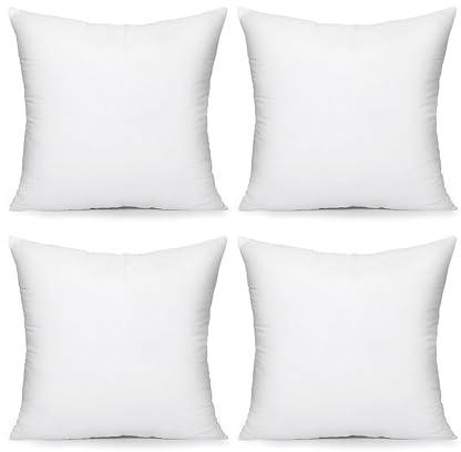 Acanva 20x20 Throw Pillow Inserts Set of 2, Premium Polyester Fiber Fill Square Sham Stuffer Cushion for Sofa, Bed, Couch and Chair, Machine Washable, White