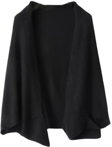 Mantella in lana da donna drappeggiata a maglia calda sciarpa a doppio scopo, Nero , Taglia unica