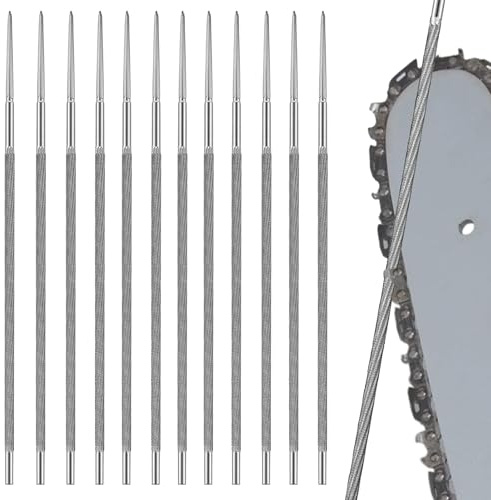 Begonia 12 stycken 4,0 mm runda filar för motorsåg, motorsågsfil rund fil 3/8 för reparation, slipning sågkedjor, fil för motorsåg, motorsågsfil rund fil sågkedjor