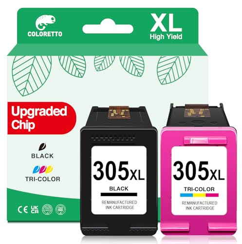 COLORETTO Druckerpatronen für HP 305 XL für HP Deskjet 2820e patronen für Deskjet 2700e 2720e 2800e 4120e für HP Deskjet 4220e Druckerpatronen (Schwarz und Farbe) für HP 305XL Patronen
