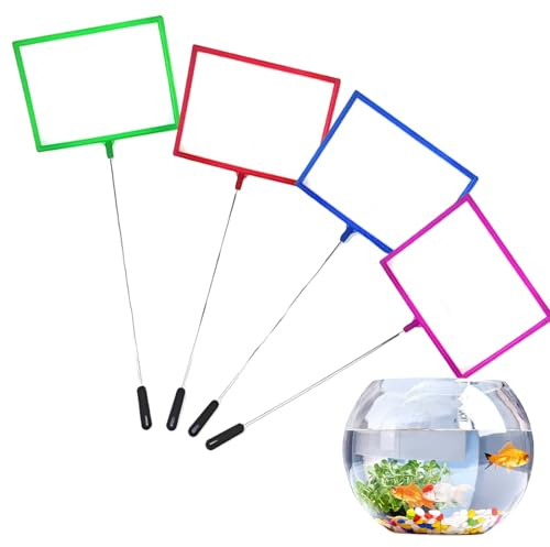 DIFLAX 4 Pezzi Retini a Maglia Fine Resistentiagli Strappi Ideale per Catturare Piccoli Pesci e Gamberetti e per la Pulizia Dell'Acquario (4 Colori)