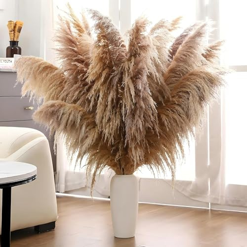 crafity 15 Stück Pampasgras Groß Trockenblumen 90cm Pampasgras XXL Natürliche Pampasgras Getrocknete Blumen Deko für Hochzeit Wohnzimmer Schlafzimmer