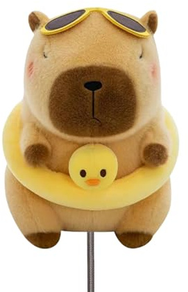 RLOMUTE Copritesta per mazze da golf a forma di animali, morbido, antipolvere, portatile, per driver/fairway/ibrido (1.F.H), regalo divertente per uomini, donne, bambini, golfisti, capibara con anelli