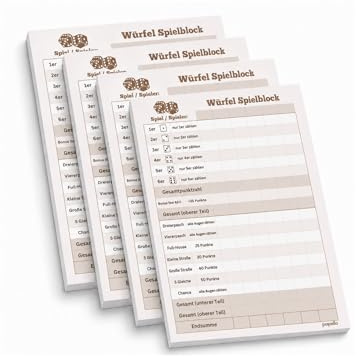 papello Würfelblock A6 Klein – Ersatzblock, 2er-Pack | Blöcke à 50 Blatt – Qualitätspapier für Würfelspiele – Punkteblöcke fürs Familien-Spielevergnügen