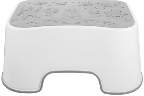 BESTYASH Tabouret de Toilette en Polypropylène Blanc, Repose-pieds Antidérapant Compact pour Salle de Bain, Marchepied Stable pour Adultes et Garçon et Filles, Aide Pratique pour Toilettes