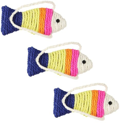 SEWACC de Juguete Rascador para Gatos Protector de Muebles de Sisal 3 Piezas Forma de Pez Color Aleatorio Adecuado para Gatos y Gatitos Hogar