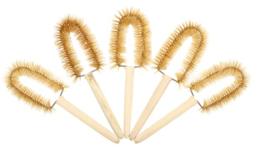 PAMINGONO Beaker Cleaning Brushes Comfortable Brush Set Orange 5 Pcs with Practical Design for Cleaning Bottles and Lab Glassware for Science Laboratory Use
