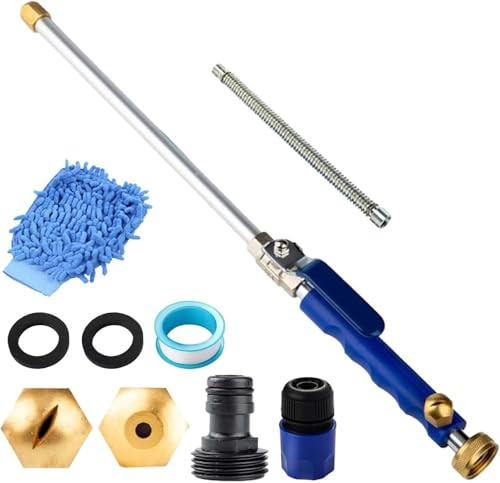 Jethose Hochdruckreiniger,2-In-1 Hochdruck Wasserspritze Mit 2 Düsen,Aufsatz Für Gartenschlauch,Verwandeln Sie Jeden Schlauch In Einen Hochdruck-Wasserstrahl,Für Auto,Terrasse & Garten (Blau)