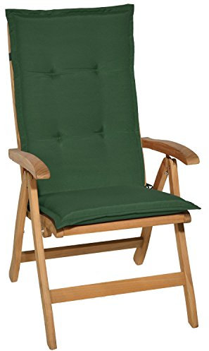 Beautissu Cojín sillas Jardin Loft HL - Cojín para sillas de terraza o Cojines Exterior con Respaldo Alto - 120x50x6 cm - Placas compactas de gomaespuma - Verde Oscuro