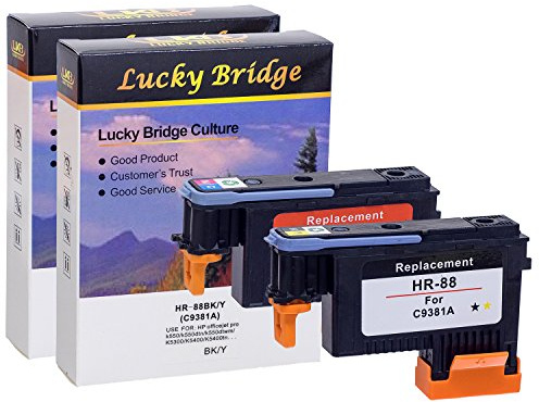 Lucky Bridge 2 Stück HP88 Druckkopf C9381A C9382A wiederaufbereitet mit Chip, der nie verwendet wurde. Kompatibel für HP Officejet (1 BY, 1MC)