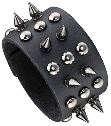 MILAKOO bracelet réglables en Cuir Bracelet Chaîne avec clous en métal style biker Simili cuir