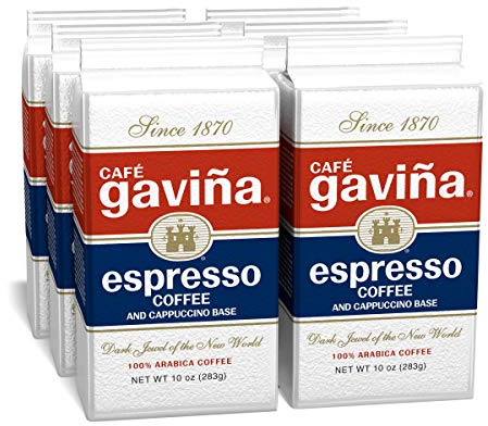 Café Gaviña Espresso Coffee, Fine Ground Dark Roast, 100% Arabica, 6 x 10 oz Bricks