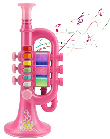 CestMall Tromba Giocattolo Musicale in Plastica con Corno Portatile Illuminato per Bambini (Red)
