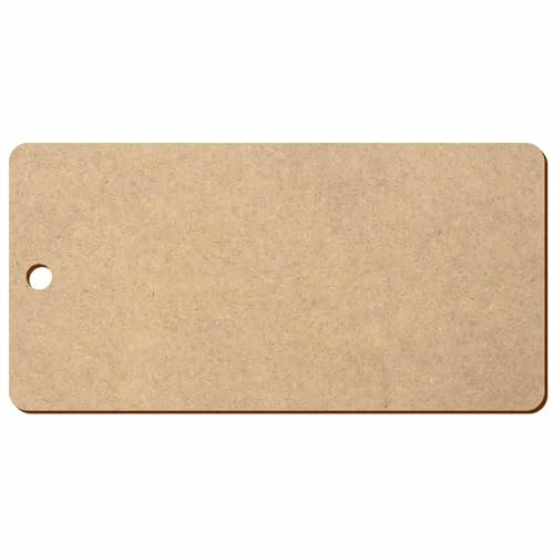 MDF Holz Rechtecke mit abgerundeten Ecken und 1 Loch - Basteln Deko, Pack mit:25 Stück, Höhe x Breite:16x8cm