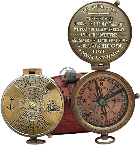 Gravierter Kompass, benutzerdefinierter personalisierter Arbeitskompass, funktioneller Trauzeugengeschenk, Vatertagsgeschenk, Valentinstagsgeschenk (Calendar), Antique, 2'' Inch