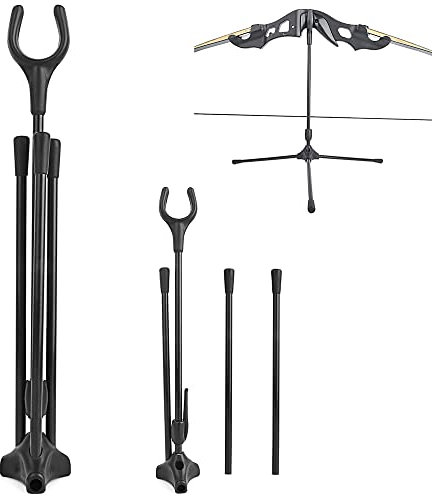 AMEYXGS Bogenschießen Recurve Bogenständer Leichter Bogenhalter Bogen Ständer für Recurve Bogen Langbogen Ständer Rack für Bogenschießen im Freien (Schwarz)