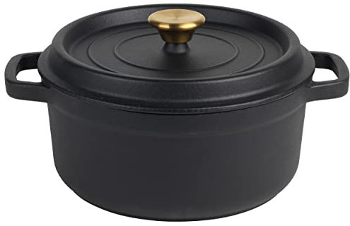 Russell Hobbs RH02524BEU7 Cast Iron Pot – Dutch Oven Round Casserole Dish, Induction Suitable Oven Safe Cocotte, Enamelled Roasting Cooker, Stockpot with Lid, PFAS-Free, 24cm/3.4L, 30 Year Guarantee