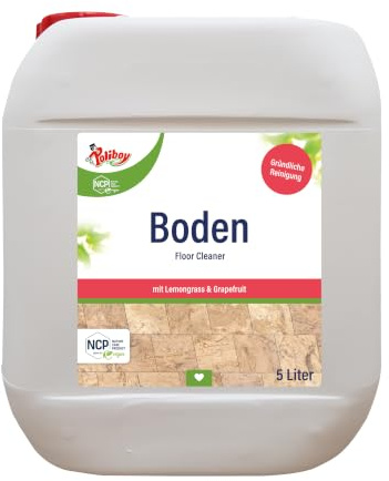 POLIBOY NCP Boden Reiniger - Universalreiniger für Bodenbeläge wie Fliesen, Laminat, Vinyl - Streifenfreies Konzentrat mit Frischeduft - 1x 5 Liter Kanister