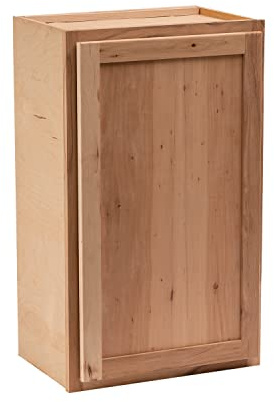 Quicklock RTA (Ready-to-Assemble) Winding River Collection - 30 Tall Wall Kitchen Cabinets | Particle Board | Made in America | Soft Close Hardware (Raw Hickory, 12 D x 15 W x 30 H)