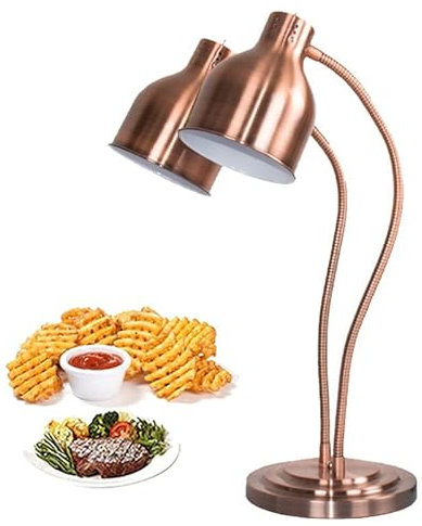 XINGma Lampada Riscaldante per Alimenti Commerciale, Tubo Flessibile A Testa Singola Regolabile A 360 °, Diametro: 19 Cm, per Lampada da Tavolo Scaldavivande Self-Service,C-Double