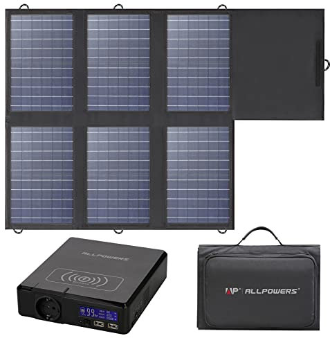 ALLPOWERS Solargenerator, S200 Tragbare Powerstation mit SP026 Solarpanel 60W, 230V/200W AC Steckdosen, IP67 Wasserdicht Mobile Stromversorgung für Camping Mobilphone Laptop Reise Wohnmobil Notfall