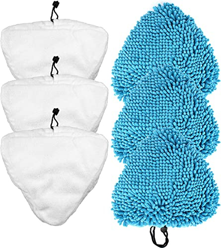 Certified Steam Mop Pads for Vax S86-SF-CC S7 Thane H20 HD H20X5 Vilelda Beldray Vytronix STM01 Genie Neo Fits Most Triangle Steam Mops (3X Coral + 3X Microfibre) Universal Pack of 6 Multipack