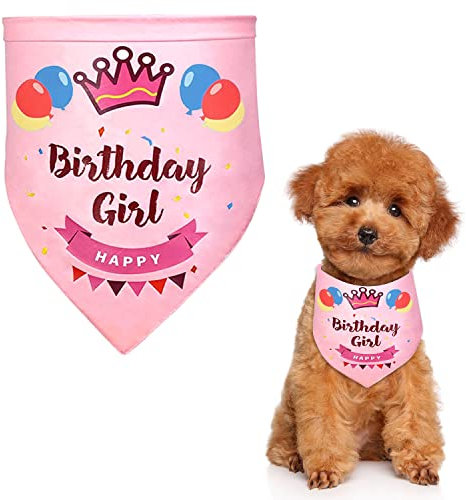 Hunde-Geburtstags-Bandana für Mädchen - Dreieckstuch für kleine mittelgroße Hunde, Happy Birthday-Bandana in Rosa für Haustiere, Geburtstagsparty-Zubehör